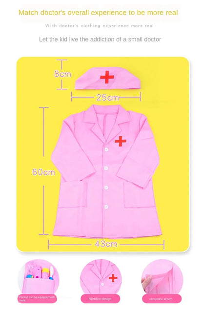 Simulation doctor nurse work Children Uniform Cross Coat Halloween Costume Kids Cosplay Baby Toys Set Fancy Party birthday Good Vibrations
