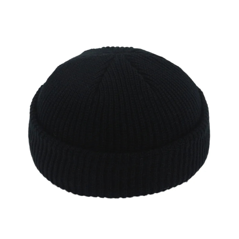 Hip Hop Beanie Knitted Hat Men Skullcap Women Winter Warm Brimless Unisex Baggy Melon Cap Cuff Docker Fisherman Beanies Hats Good Vibrations