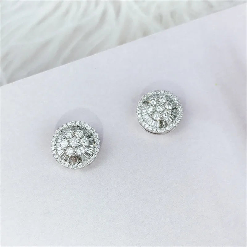 Charm 14K Gold Lab Diamond Stud Earring Real 925 sterling silver Jewelry Engagement Wedding Earrings for Women Bridal Party Gift Good Vibrations