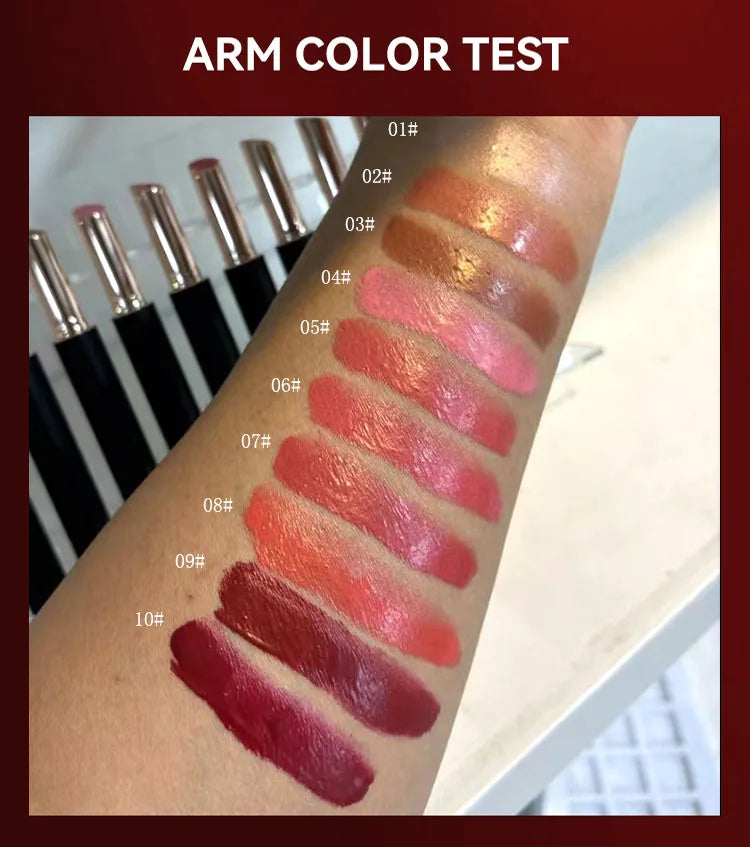 Custom Private Label Press Glossy Lip Stick Hydrating Moisturizing Plumping Vegan Non-drying Lipstick Nourishing Lip Stain Good Vibrations