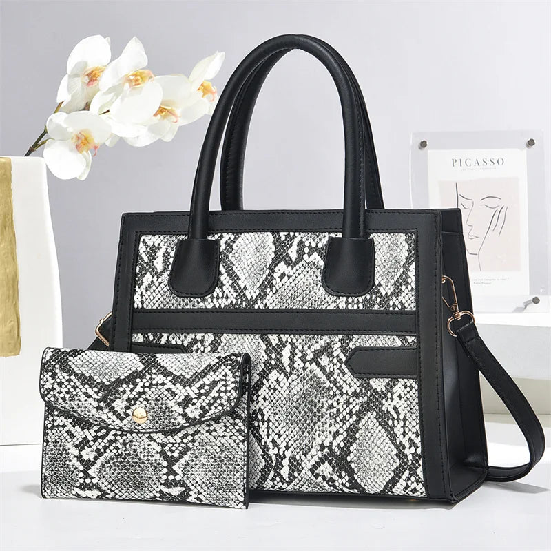 2024 Retro Contrasting Print Casual Tote Handbags Women's Zipper Closure Shopping Shoulder Bag Wholesale Good Vibrations