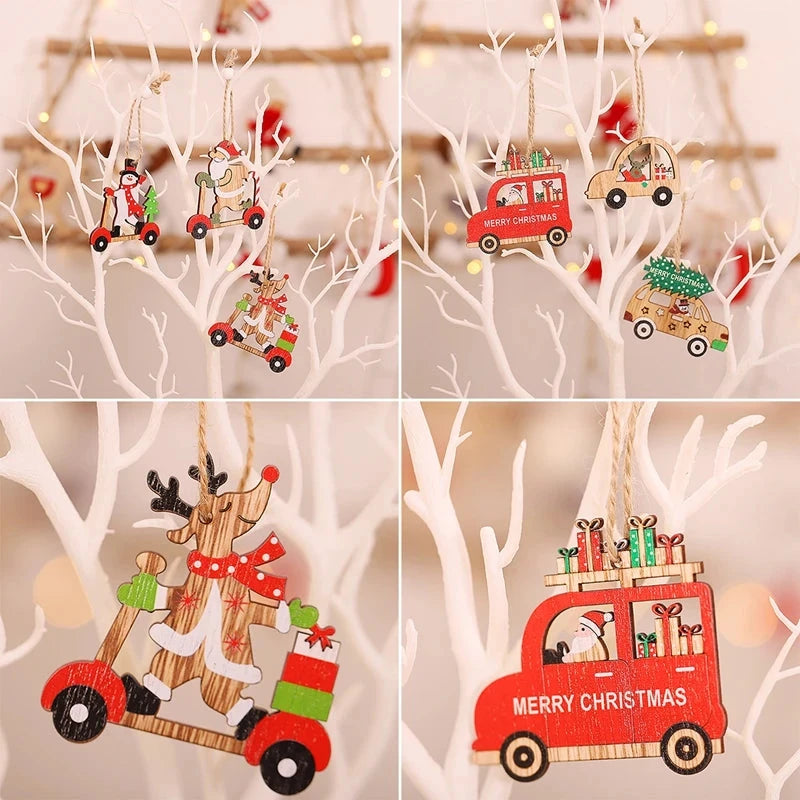 Christmas Wooden Pendant Merry Christmas Tree Decoration for Home 2025 Christmas Ornament Xmas Navidad Gifts Happy New Year 2026 Good Vibrations