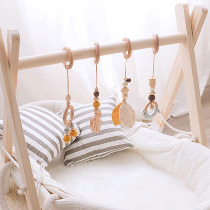 Baby Toys Wooden Play Gym Toys Nordic Baby Room Decor Wood Nursery Sensory Toy Gift Infant Room Clothes Rack Accessories Rattles Good Vibrations