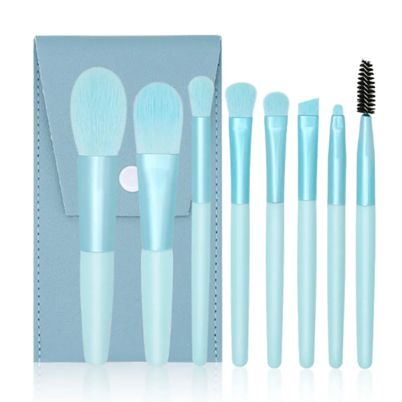 8pcs Macaron Makeup Brushes Set Eye Shadow Foundation Tool 8pcs Mini Travel Portable Cute Makeup Brush for Kids with Zipper Bag Good Vibrations
