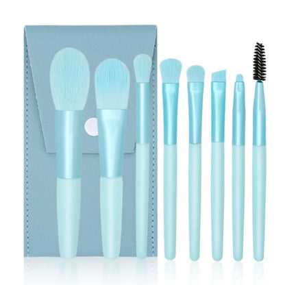 8pcs Macaron Makeup Brushes Set Eye Shadow Foundation Tool 8pcs Mini Travel Portable Cute Makeup Brush for Kids with Zipper Bag Good Vibrations