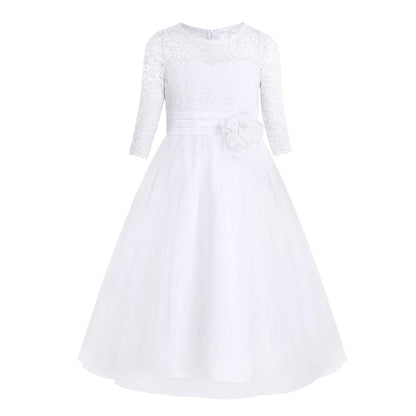 Elegant Floral Lace Flower Girl Dresses Kids Princess Wedding Dress Pageant Birthday Evening Party Dress Girls Formal Clothes Good Vibrations