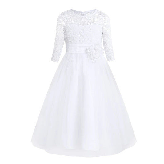 Elegant Floral Lace Flower Girl Dresses Kids Princess Wedding Dress Pageant Birthday Evening Party Dress Girls Formal Clothes Good Vibrations