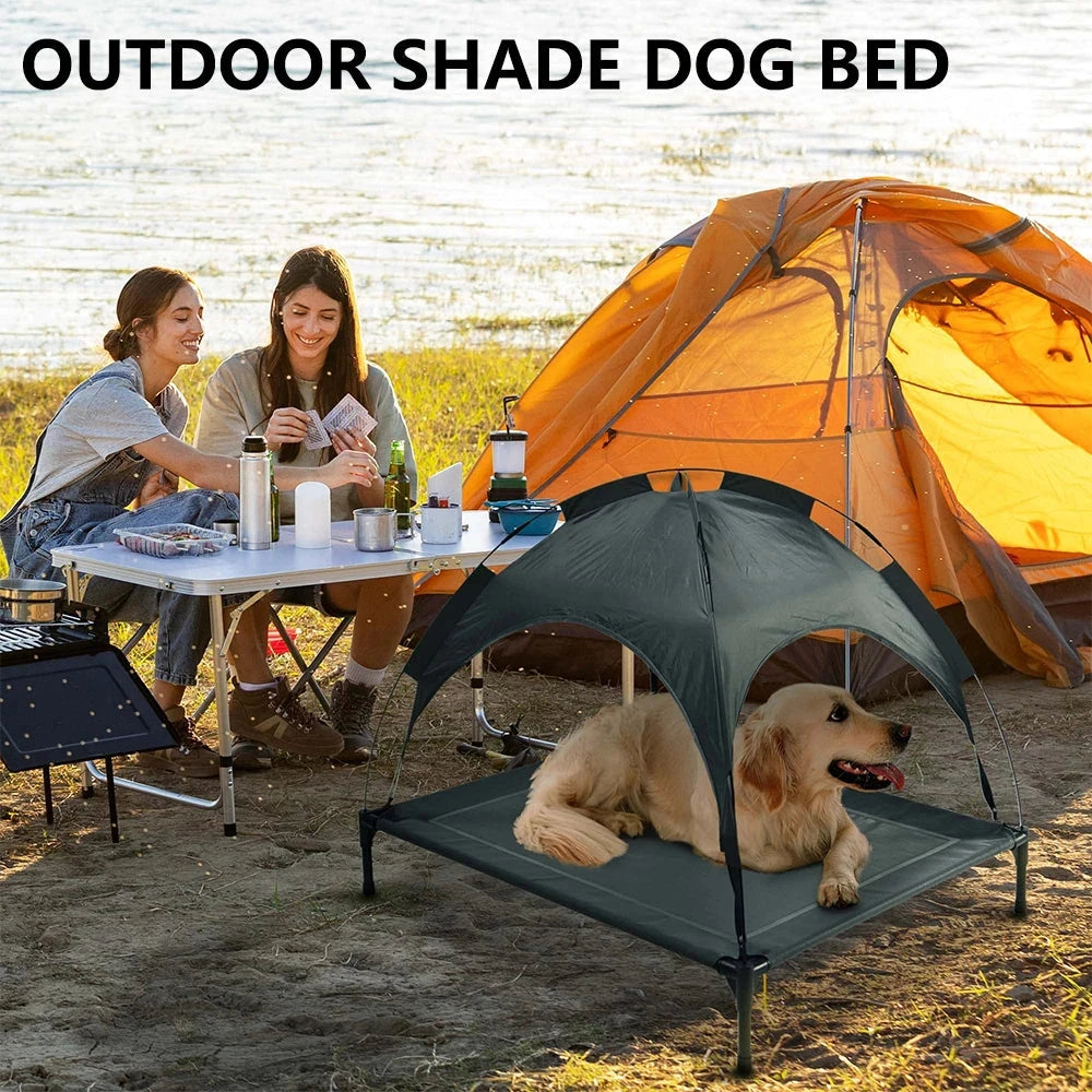 Eco-Friendly Outdoor Dog Bed Canopy Gray UV Resistant Summer Camping Tent Portable Removable Beach Cot for Dogs Cats Solid Good Vibrations