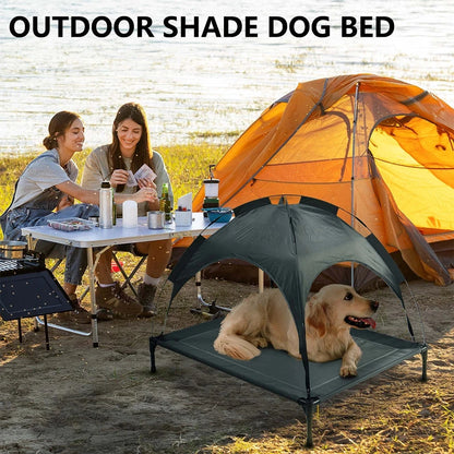 Eco-Friendly Outdoor Dog Bed Canopy Gray UV Resistant Summer Camping Tent Portable Removable Beach Cot for Dogs Cats Solid Good Vibrations