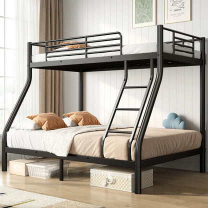 Duty Metal Bunk Bed Twin Over Full -Black Space-Saving Bed Frame for Adults & Teens, Sturdy Steel Construction with Safety Rails Good Vibrations