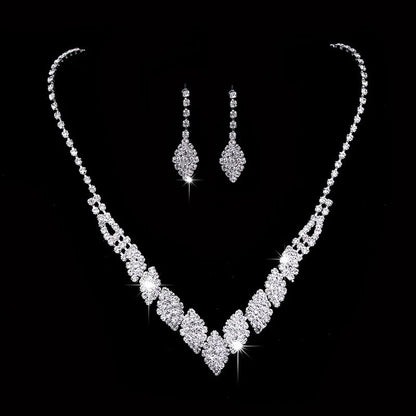 Fashion Crystal Bride Jewelry Set Rhinestone Silver-plated Wedding Dress Banquet Necklace Earring Set Ladies Gift Good Vibrations Adult Super Store
