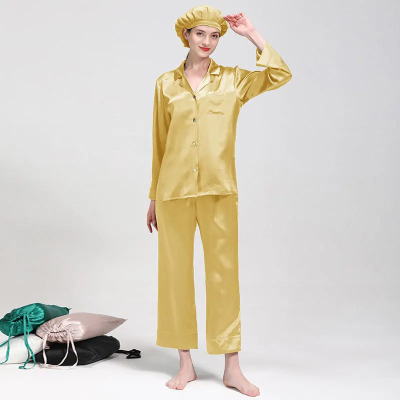 Wholesale 22 Momme Women's Long Sleeve 2 Piece Sets Silk Pajamas Mulberry Silk Pajamas for Women Set Good Vibrations