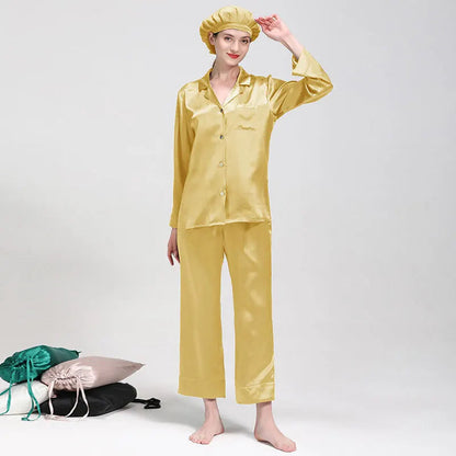 Wholesale 22 Momme Women's Long Sleeve 2 Piece Sets Silk Pajamas Mulberry Silk Pajamas for Women Set Good Vibrations