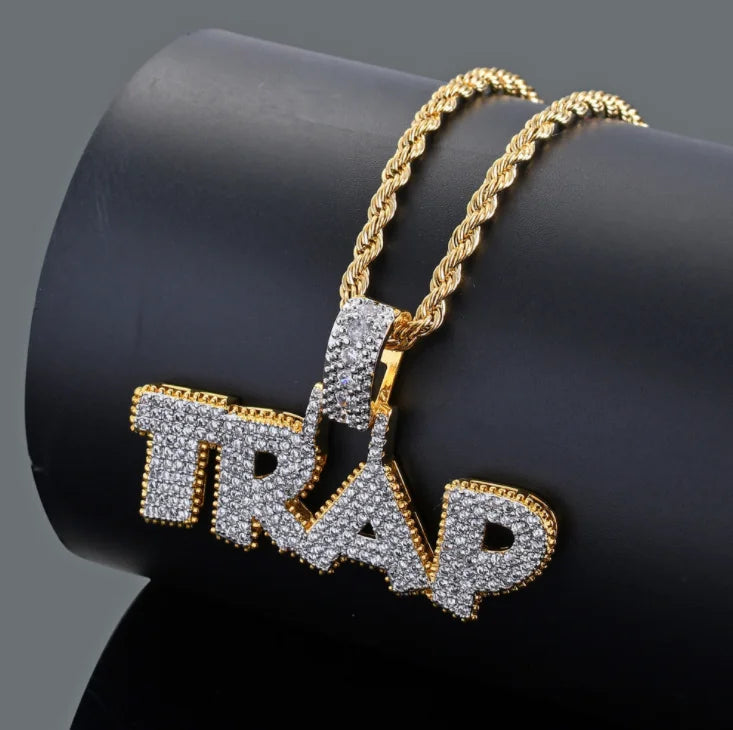 Hip Hop Ice Out Square Crystal S-A-V-A-G-E Letter Pendant Necklace for Men and Women Street One Last Party Trendy Jewelry Gift Good Vibrations