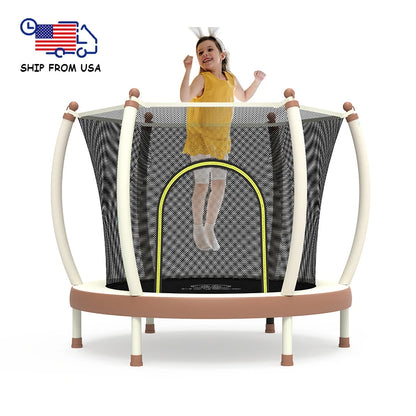 Zoshine 60" Indoor Baby Trampoline, Multi Color Mini Design Save Space,  Inside Safe Enclosure Net with Bounce Jumping Mat Good Vibrations