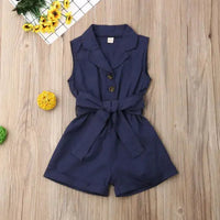 Fashion Kids Baby Girls Clothes Sleeveless Bow-tie Waist Playsuits Outfits Summer Sunsuit Overall Children Clothing Good Vibrations