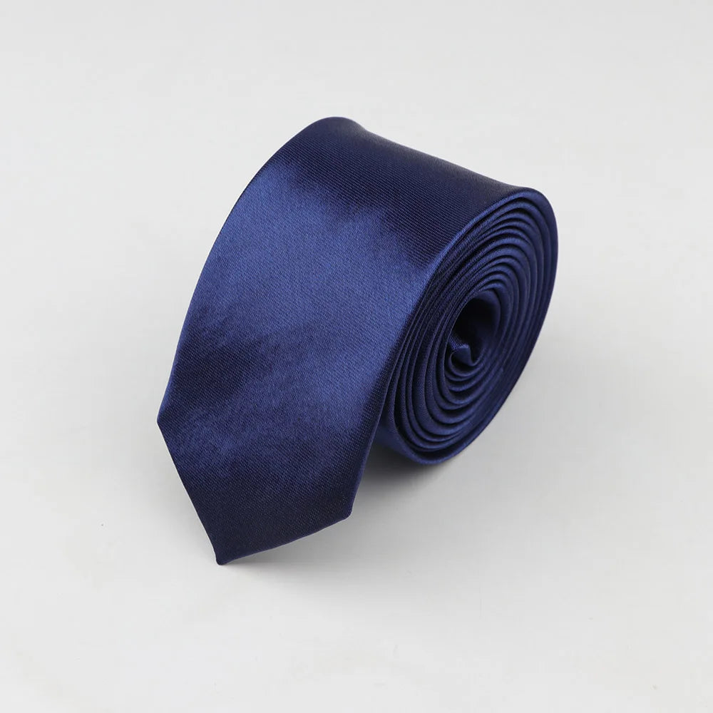 Tie for Men Solid Color Slim Necktie Polyester Narrow Cravat Blue Purple Gold Pink Formal Ties Fashion Daily Shirt Accessory Good Vibrations