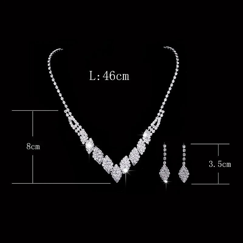 Fashion Crystal Bride Jewelry Set Rhinestone Silver-plated Wedding Dress Banquet Necklace Earring Set Ladies Gift Good Vibrations Adult Super Store