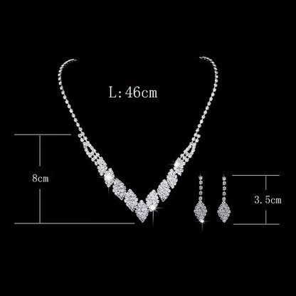 Fashion Crystal Bride Jewelry Set Rhinestone Silver-plated Wedding Dress Banquet Necklace Earring Set Ladies Gift Good Vibrations Adult Super Store