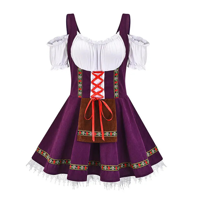 3xl Women Oktoberfest Costume German Bavarian Dirndl Beer Maid Fancy Dress German Bavarian Beer Outfit Cosplay Halloween Costume Good Vibrations