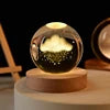 Gift Custom 3d Art 6cm Crystal Ball Night Lamp Luminous USB Wood Base Glowing Decoration Solar System Led Night Lights Good Vibrations