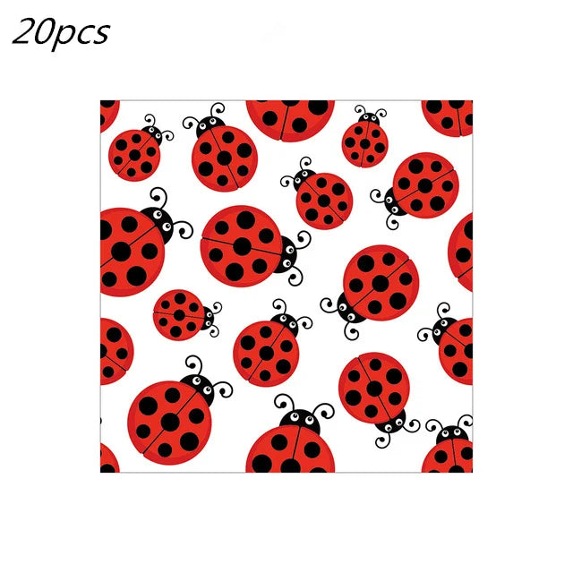 Cartoon Ladybug Theme Birthday Supplies Tablecloth Paper Plate Cup Banner Balloon Party Decoration Set Baby Shower Decoration Good Vibrations