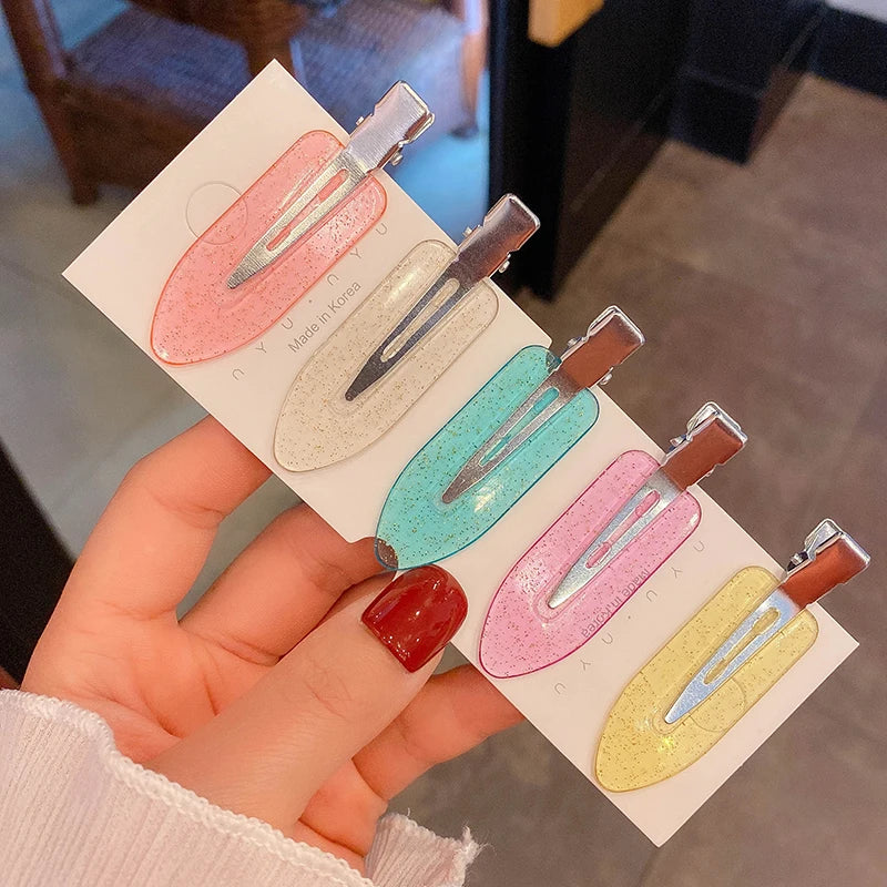 Ladies Girl Salon Make up Bling Glitter Child Sweet Colorful Edge Section Pins Curly Hairpins logo Bend Free No Crease Hair Clip Good Vibrations