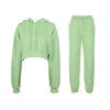 2021 Autumn Winter Jogger Jumper Gym Custom Workout  2 Piece Women Set Crop Top Oversize Hoodie Women Sweatshirt Good Vibrations