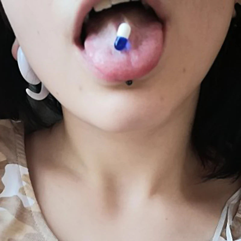 1-10 Pieces Colorful Capsule Tongue Rings Acrylic Pill Tongue Piercing Jewelry Women Surgical Steel Tongue Ring Bars Barbell 14G Good Vibrations