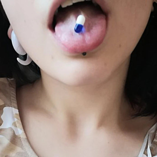 1-10 Pieces Colorful Capsule Tongue Rings Acrylic Pill Tongue Piercing Jewelry Women Surgical Steel Tongue Ring Bars Barbell 14G Good Vibrations