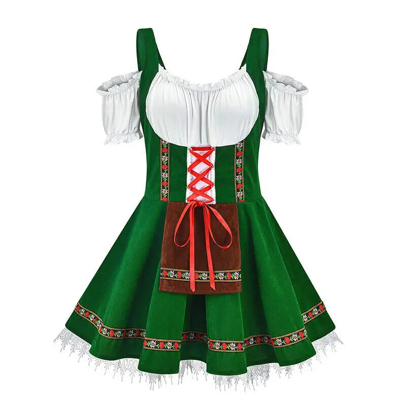 3xl Women Oktoberfest Costume German Bavarian Dirndl Beer Maid Fancy Dress German Bavarian Beer Outfit Cosplay Halloween Costume Good Vibrations