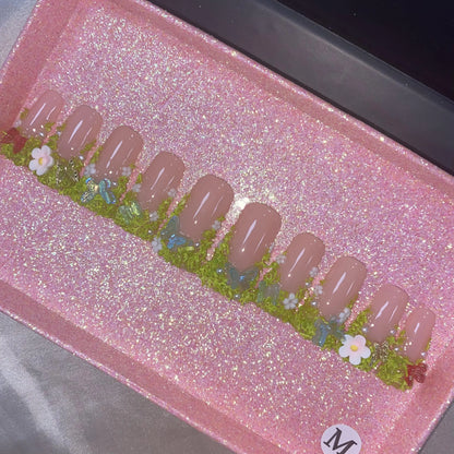 High Quality Multiply Designs 3D Handmade Customize Salon Press on Nails Acrylic Materials Set Good Vibrations