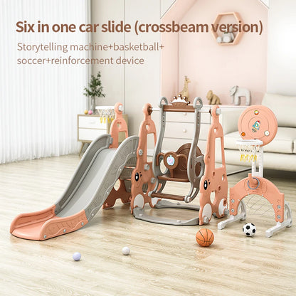 Indoor 6-in-1 Plastic Swing and Slide Set for Kids PE Baby Climbing Equipment Kindergarten Daycare Playhouse Good Vibrations
