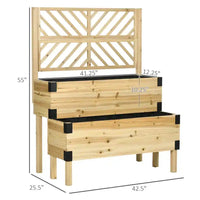 Raised Garden Bed with Trellis, 2 Tier Wooden Elevated Planter Box with Legs and Metal Corners for  Flowers, Natural Good Vibrations