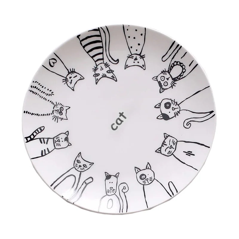 Cute Cat Ceramic Plate Western Dinner Dessert Appetizer Salad Dish Steak Service Plates Home Party Main Dishes Tableware Hogard Good Vibrations