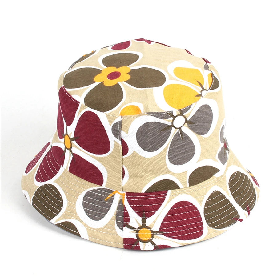22 Colors Printed Bucket Hat Unisex Ins Trend Flat Top Outdoor Fisherman Hats Men Sunshade Caps Summer Travel Sun Cap Wholesale Good Vibrations