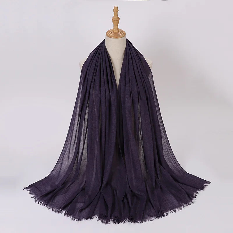 High Quality Viscose Cotton Hijab Shawls Plain Tassels Polyester Veils for Hijab Ladies Good Vibrations