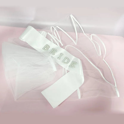 Diamond Letter Headband Bride to Be Sash Veil for Women Wedding Party Bridal Shower Gift WB019 Good Vibrations