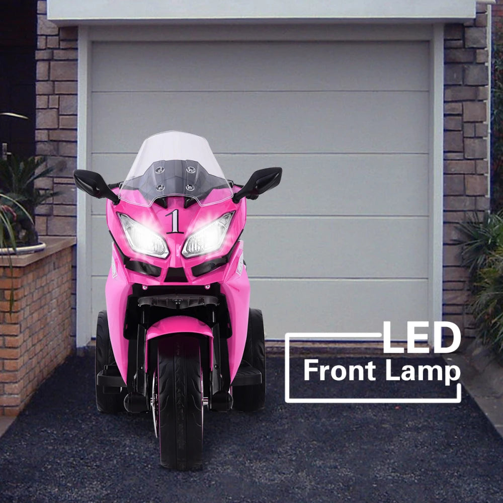 12V Kids Electric Scooter Girls Scooter Children Battery Motor Rechargeable 3 Wheels Electric Motorcycle with Light Wheels Good Vibrations
