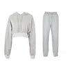 2021 Autumn Winter Jogger Jumper Gym Custom Workout  2 Piece Women Set Crop Top Oversize Hoodie Women Sweatshirt Good Vibrations