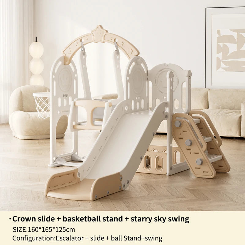 Feelbaby White Plastic Indoor Playground Set Swings Slide for Kids Home Garden Use-PE Material for Educational Shopping Mall Use Good Vibrations