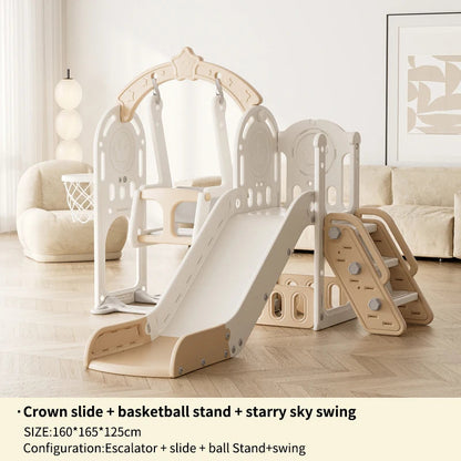 Feelbaby White Plastic Indoor Playground Set Swings Slide for Kids Home Garden Use-PE Material for Educational Shopping Mall Use Good Vibrations