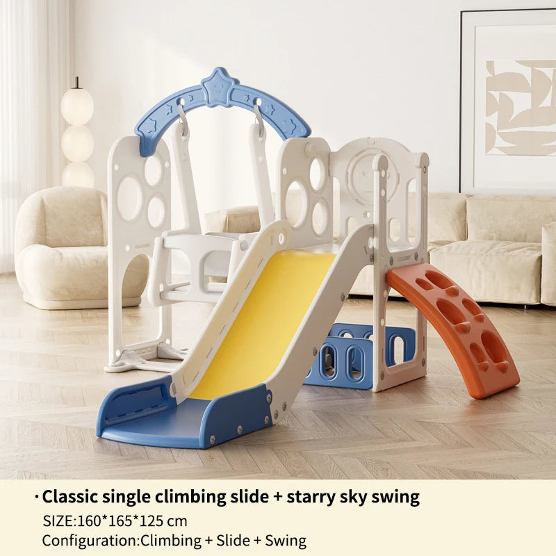 Feelbaby White Plastic Indoor Playground Set Swings Slide for Kids Home Garden Use-PE Material for Educational Shopping Mall Use Good Vibrations