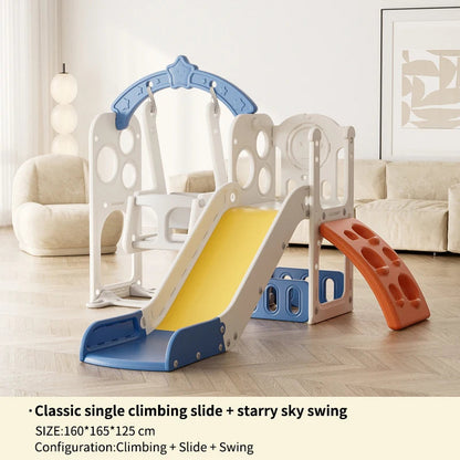 Feelbaby White Plastic Indoor Playground Set Swings Slide for Kids Home Garden Use-PE Material for Educational Shopping Mall Use Good Vibrations
