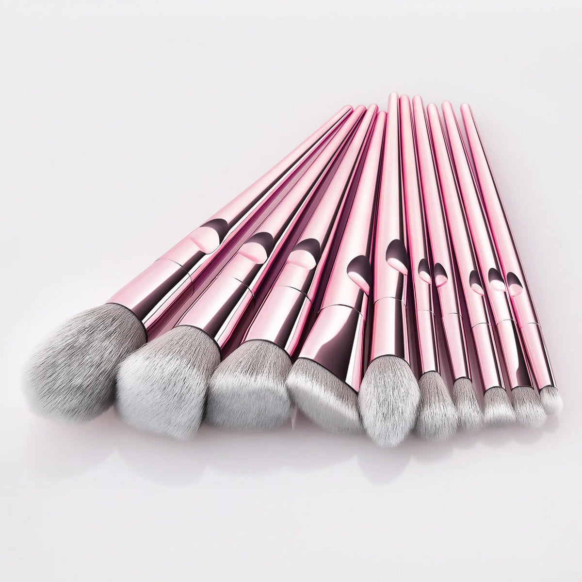 HMU Custom Logo Drop Shipping 10pcs Beautiful Wholesale Pink Plastic Brand Customised Make up Brushes Good Vibrations