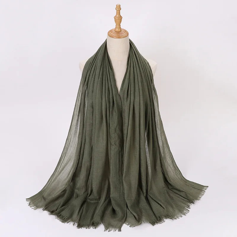 High Quality Viscose Cotton Hijab Shawls Plain Tassels Polyester Veils for Hijab Ladies Good Vibrations