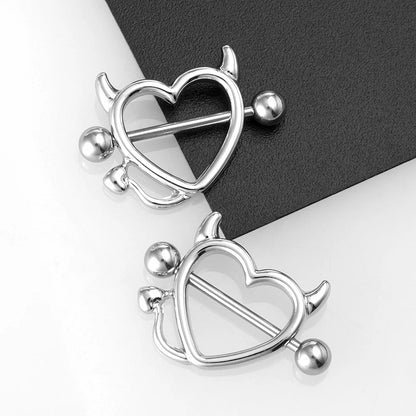 1 Pair 14G Stainless steel Breast Piercing Jewelry Heart Nipple Piercing Bar Nipple Rings Shield Cover Barbell Sexy Piercings Good Vibrations