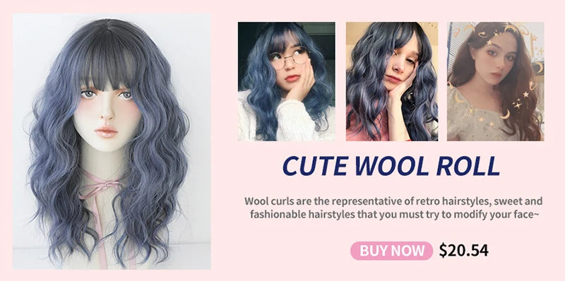 7JHHWIGS Long Wavy Synthetic Black Wigs For Women With Fringe Fashion Heat Resistant Mid-Length Daily Straight Light Brown Hair Good Vibrations