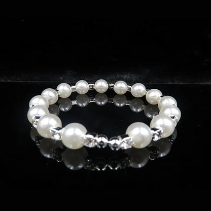 Wedding Bridal Jewelry Set String of Pearls Prom Silver Color Crystal Bracelet Necklace Earrings for Women jewellery sets Good Vibrations Adult Super Store
