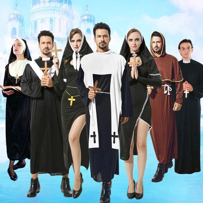 Halloween Costume Cosplay Jesus Christ Outfit Male Missionary Priest the Virgin Mary Priest Nun Bishop Costume Good Vibrations